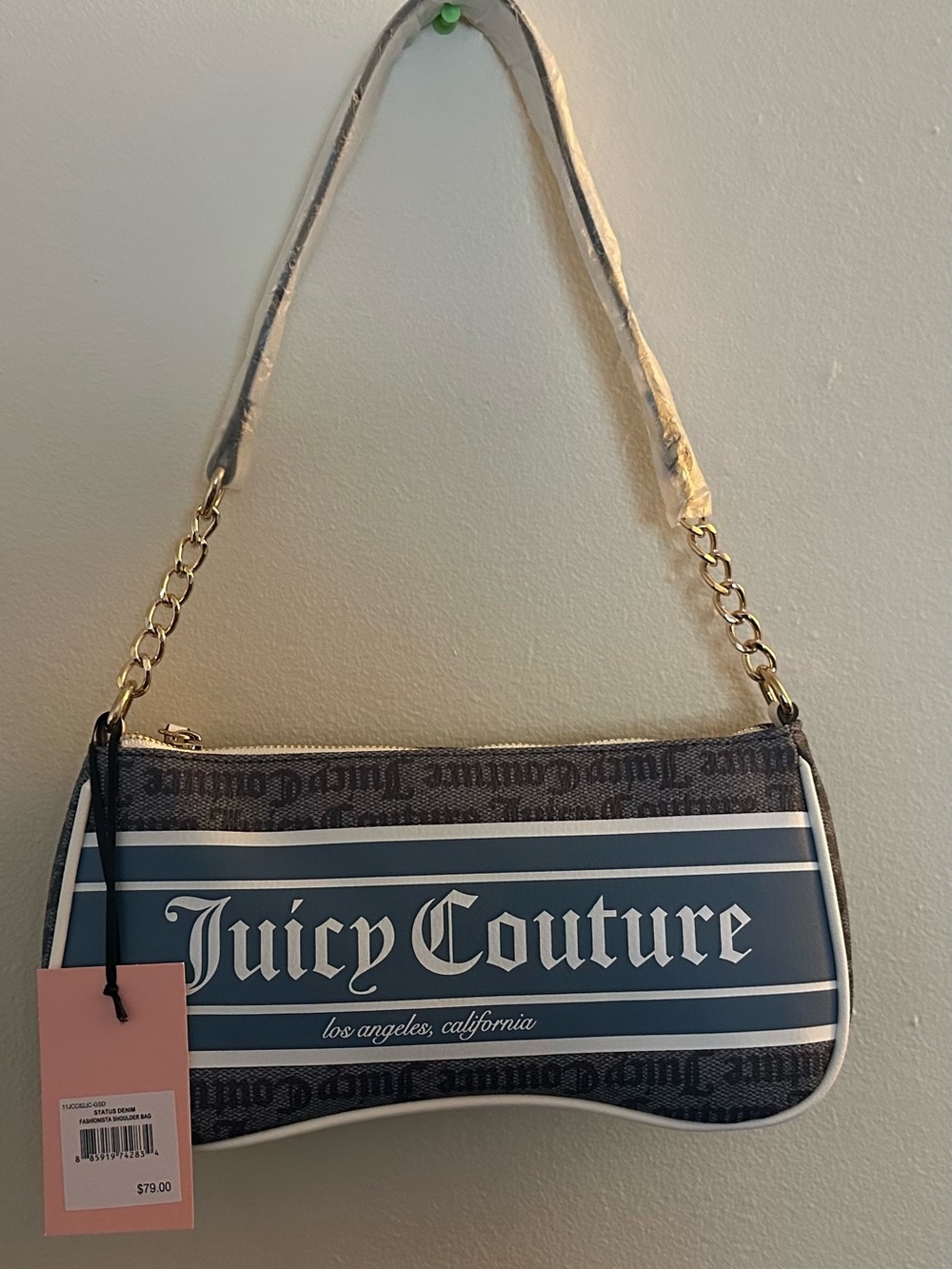 Juicy Couture Navy and White Logo Mini Shoulder Bag
